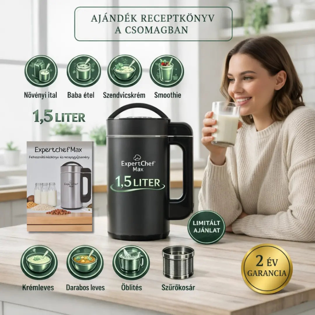 Szűrőkosaras növényi ital- és leveskészítő 1,5 literes – ExpertChef MAX