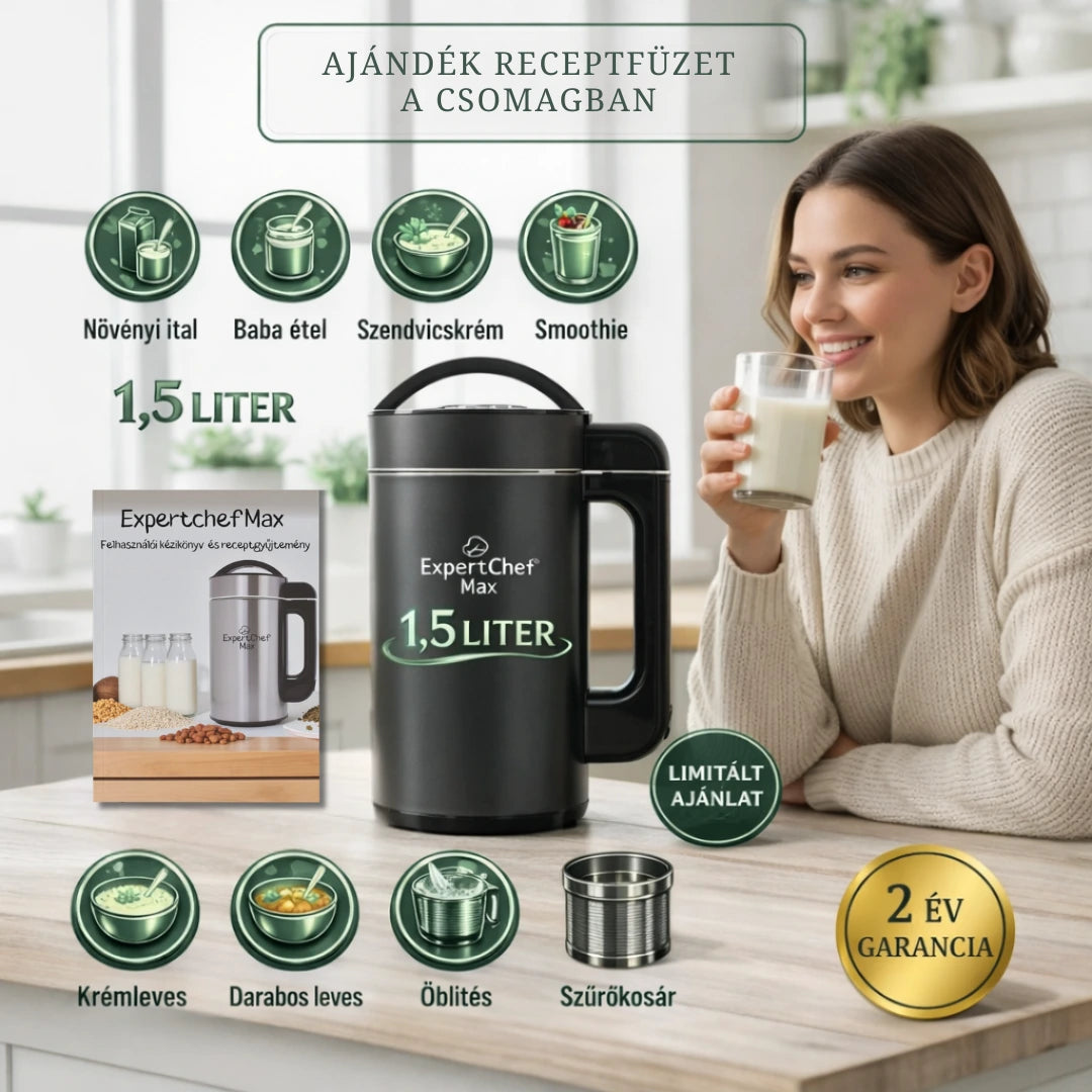 Szűrőkosaras növényi ital- és leveskészítő 1,5 literes – ExpertChef MAX