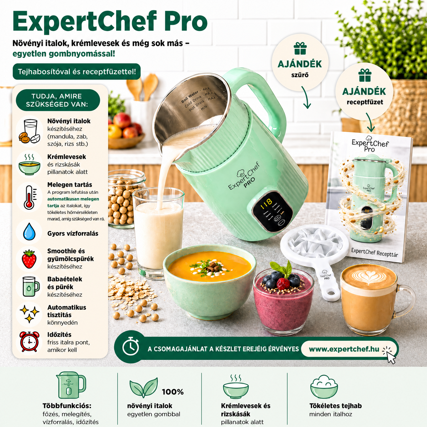 Növényi ital- és krémleveskészítő multifunkciós gép – ExpertChef PRO