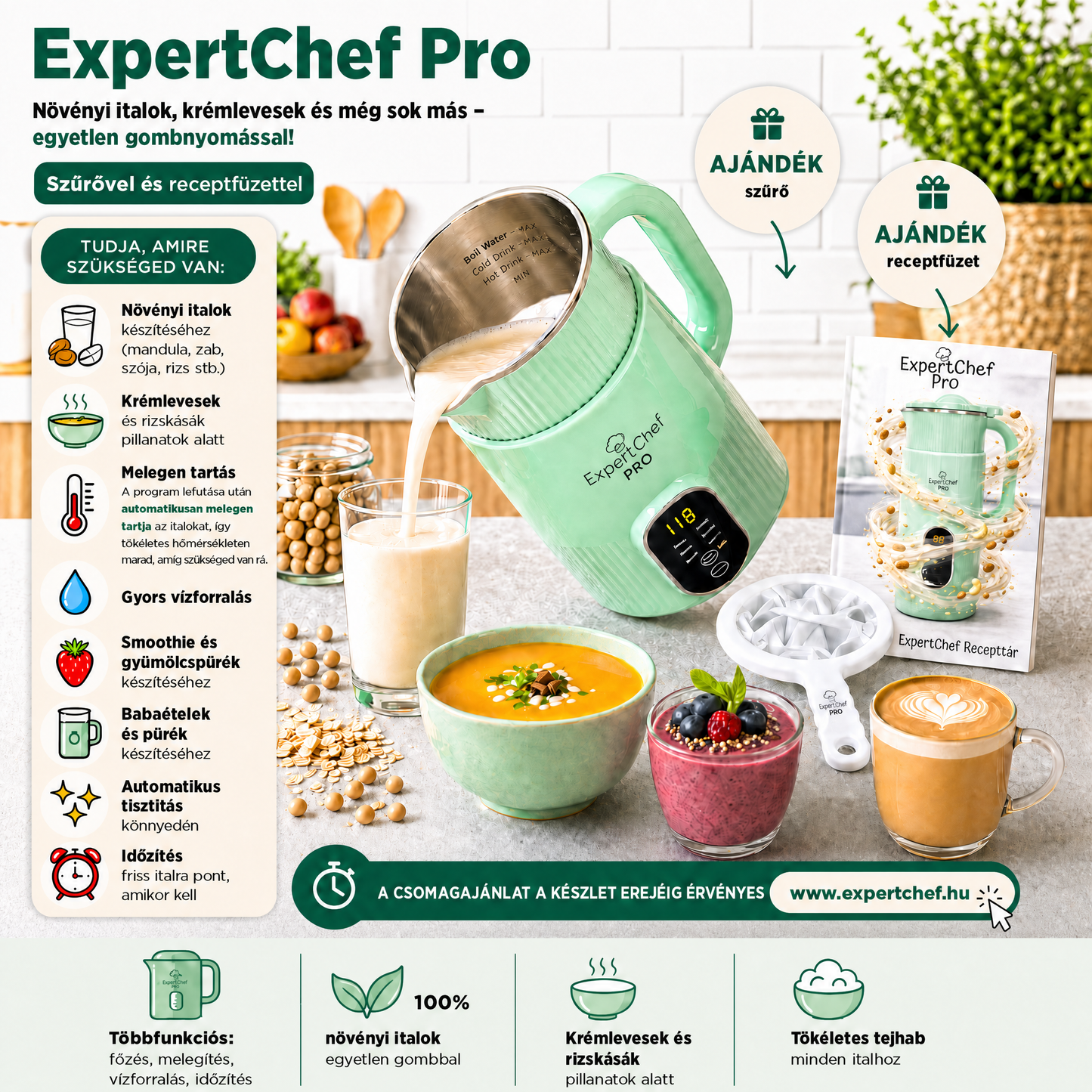 Növényi ital- és krémleveskészítő multifunkciós gép – ExpertChef PRO