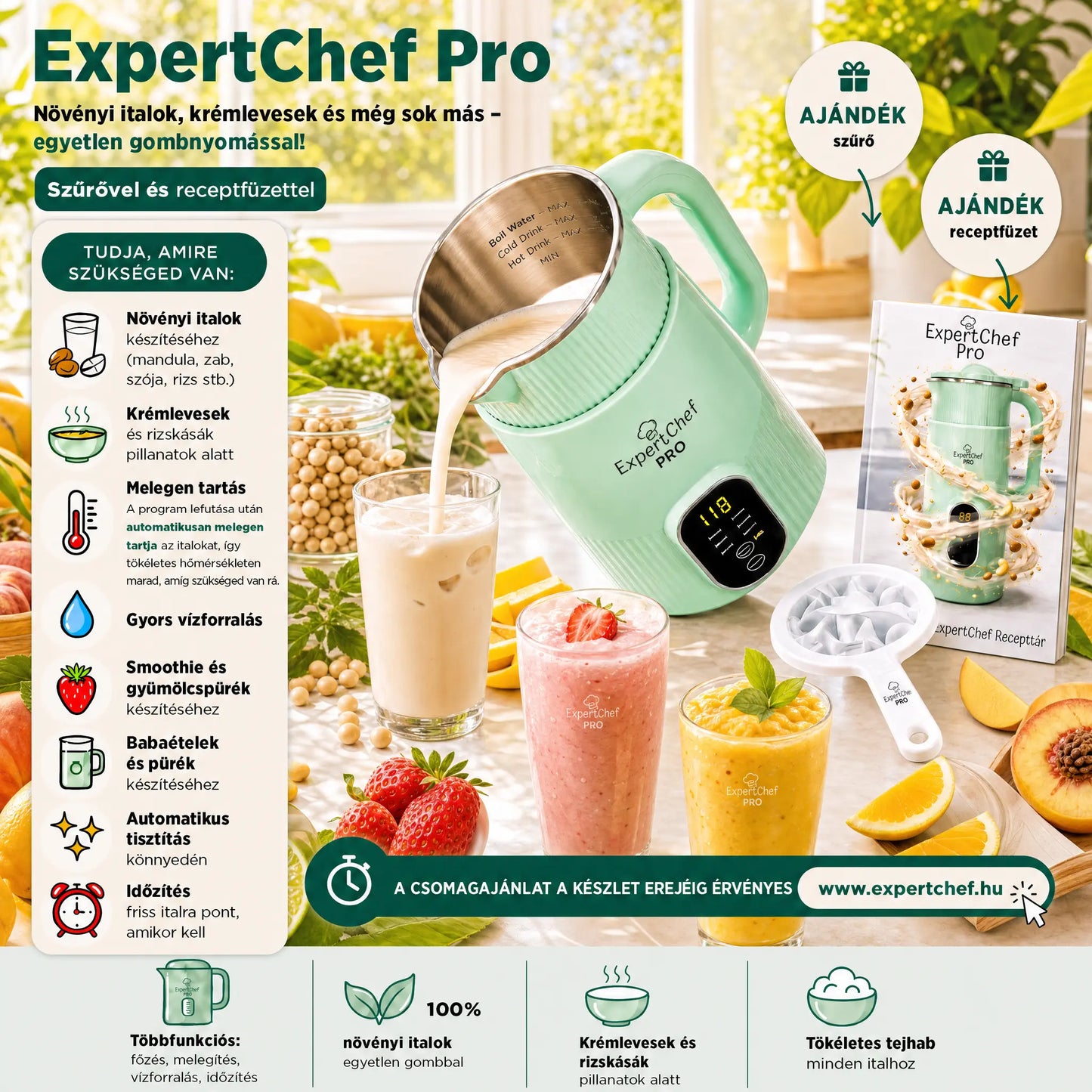 Növényi ital- és krémleveskészítő multifunkciós gép – ExpertChef PRO